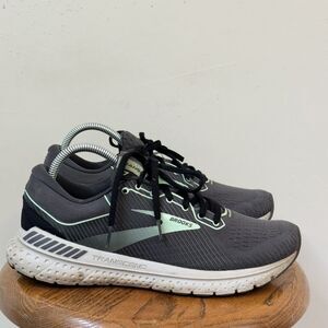 Brooks Transcend 7 Womens Size 9.5B Gray Green Running Shoes Lace Up 1203191B082